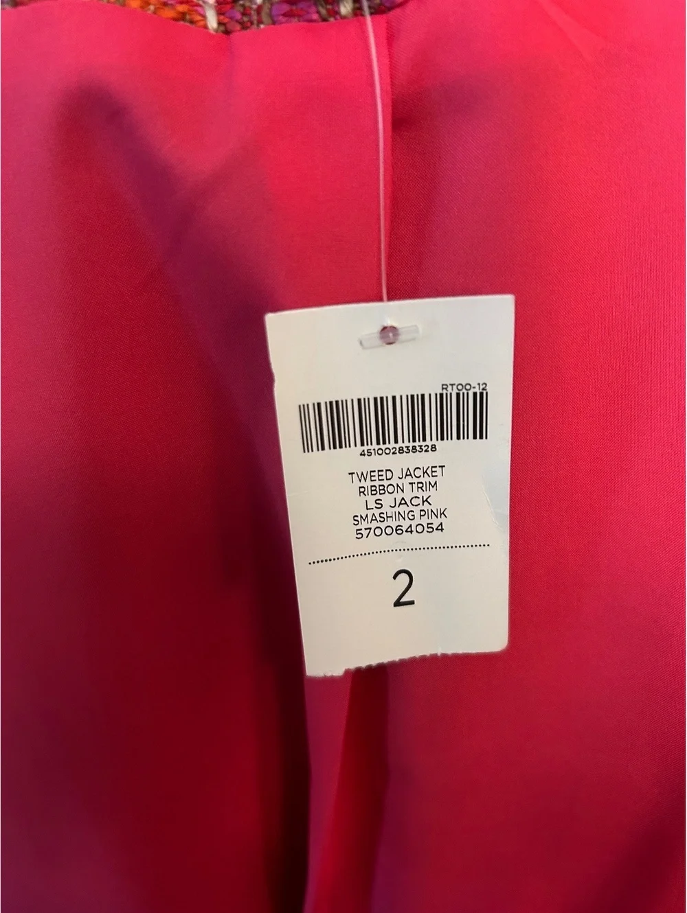 Chico's Women's Size 2 Pink Multi Tweed Lined Jacket Blazer